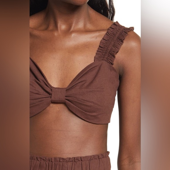 Charlie Holiday “Diana” Linen & Cotton Bra Top in Chocolate, size 4, NWT - Picture 4 of 10